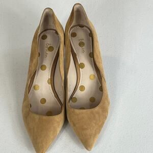 Boden Women's Size 38.5 7.5 Court Wave Pumps Beige Suede High Heels